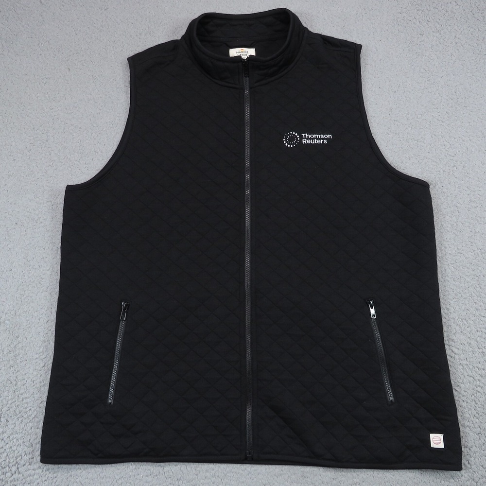 Marine Layer Mens XL Black Quilted Corbet Fabric Full Zip Vest Thomson Reuters
